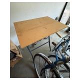 Folding Craft Utility Table Metal Frame Wood Top Collapsible Stand