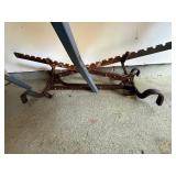 Vintage Wrought Iron Adjustable Fireplace Log Grate Hearth Stand Rusty
