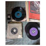 Mixed Lot of Vinyl Records, Songbooks & Record Cabinet