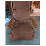 Upholstered Wood-Arm Recliner Chair