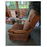 Upholstered Wood-Arm Recliner Chair