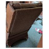 Upholstered Wood-Arm Recliner Chair