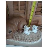 Mixed Lot: Dog, Cats, Ducks, Clock & Vase Figurines