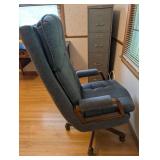 Upholstered Swivel Chair & Rolling Tray Cart