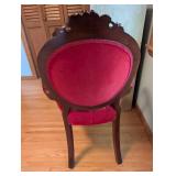 Red Tufted Wood Accent Chair