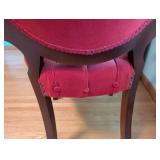 Red Tufted Wood Accent Chair