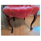 Red Tufted Wood Accent Chair