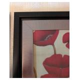 Framed Red Floral Wall Art Pair (Lot of 2)