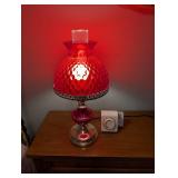 Decorative Red Table Lamp With Woods Timer