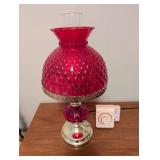 Decorative Red Table Lamp With Woods Timer