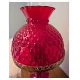 Decorative Red Table Lamp With Woods Timer