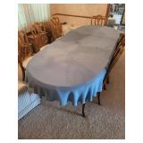 Wood Dining Table With 6 Chairs & Leaves