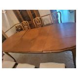 Wood Dining Table With 6 Chairs & Leaves