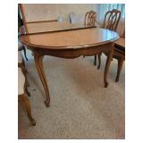 Wood Dining Table With 6 Chairs & Leaves