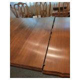 Wood Dining Table With 6 Chairs & Leaves