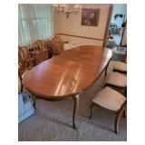 Wood Dining Table With 6 Chairs & Leaves