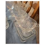 Clear Patterned Glass Serving Assortment Mixed Lot