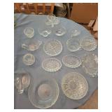 Clear Pressed Glass Dishes & Vanity Pieces Mixed Lot
