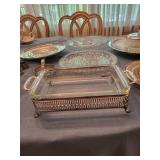 Silverplate Serving Dish & Tray Mixed Lot With Napkin Rings