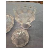Clear Cut Glass Pedestal Stand & Covered Dish Set
