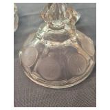 Clear Cut Glass Pedestal Stand & Covered Dish Set