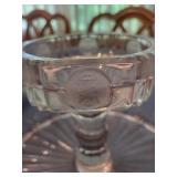 Clear Cut Glass Pedestal Stand & Covered Dish Set