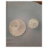 Clear Cut Glass Pedestal Stand & Covered Dish Set