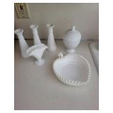 Milk Glass Hobnail Table Decor Mixed Lot