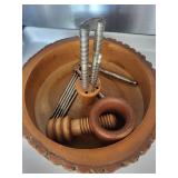 Ellwood Rustiware Wooden nut cracker bowl