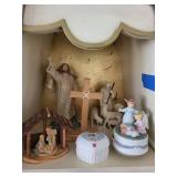 Mixed Lot: Nativity, Jesus, Shepherd & Trinket Boxes