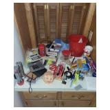 Mixed Office Supply Lot in Red Storage Bin