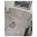 Floral Upholstered Sofa With Matching Fabric Pieces 87 X 27 X 31 in
