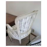 French Style Carved Wood Upholstered Armchair