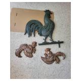 Mixed Lot: 3 Rooster Cast Wall Hangings