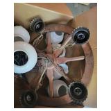 Rustic Wood 6-Light Chandelier With Frosted Glass Shades