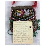 Antique Native American Beaded Bag - Bought on a Train in 1850