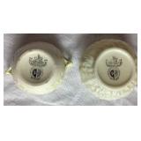 Belleek Irish Pocelain Black 3rd Mark Open Sugar Bowl 4", Ivy Yellow Pitcher Black Mark 4" H , Lotus Open Sugar Bowl Black Mark 3" Opening and Bacchus Mark Pitcher Black Mark  4.75" H