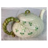 Belleek Classic Shamrock Teapot, Rose Bowl Vase and 6.5" Fruit Dessert Bowls