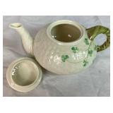 Belleek Classic Shamrock Teapot, Rose Bowl Vase and 6.5" Fruit Dessert Bowls