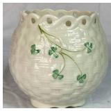 Belleek Classic Shamrock Teapot, Rose Bowl Vase and 6.5" Fruit Dessert Bowls