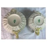 Classic Tridacna Shell Belleek Irish Porcelain Teapots 8" W x 9" W  and Neptune Pattern Vase 3.5" H