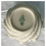 Classic Tridacna Shell Belleek Irish Porcelain Teapots 8" W x 9" W  and Neptune Pattern Vase 3.5" H