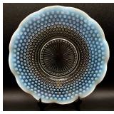 8 Vintage Opalescent 8.5" Hobnail Plates and 10.75" Serving Plate
