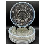 8 Vintage Opalescent 8.5" Hobnail Plates and 10.75" Serving Plate