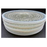 8 Vintage Opalescent 8.5" Hobnail Plates and 10.75" Serving Plate