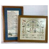 Vintage Alphabet and "Footprints" Poem Cross Stitch Artwork