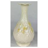 Belleek Bundle of Yellow Luster & Cream Lily of the Valley Plateau Bowl 5.5" W , 7" Grapevine Vase, Ivy & Berries Yellow Luster Pitcher 6" H and 4" Boat of Waves Salt Boat