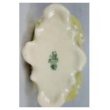 Belleek Bundle of Yellow Luster & Cream Lily of the Valley Plateau Bowl 5.5" W , 7" Grapevine Vase, Ivy & Berries Yellow Luster Pitcher 6" H and 4" Boat of Waves Salt Boat