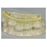 Belleek Bundle of Yellow Luster & Cream Lily of the Valley Plateau Bowl 5.5" W , 7" Grapevine Vase, Ivy & Berries Yellow Luster Pitcher 6" H and 4" Boat of Waves Salt Boat
