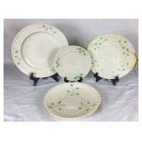 Belleek Classic Shamrock Basketweave  Bread & Butter Plate, 7" Side Plate, 10" Dinner Plate, 9" Harp Shamrock Serving Plate